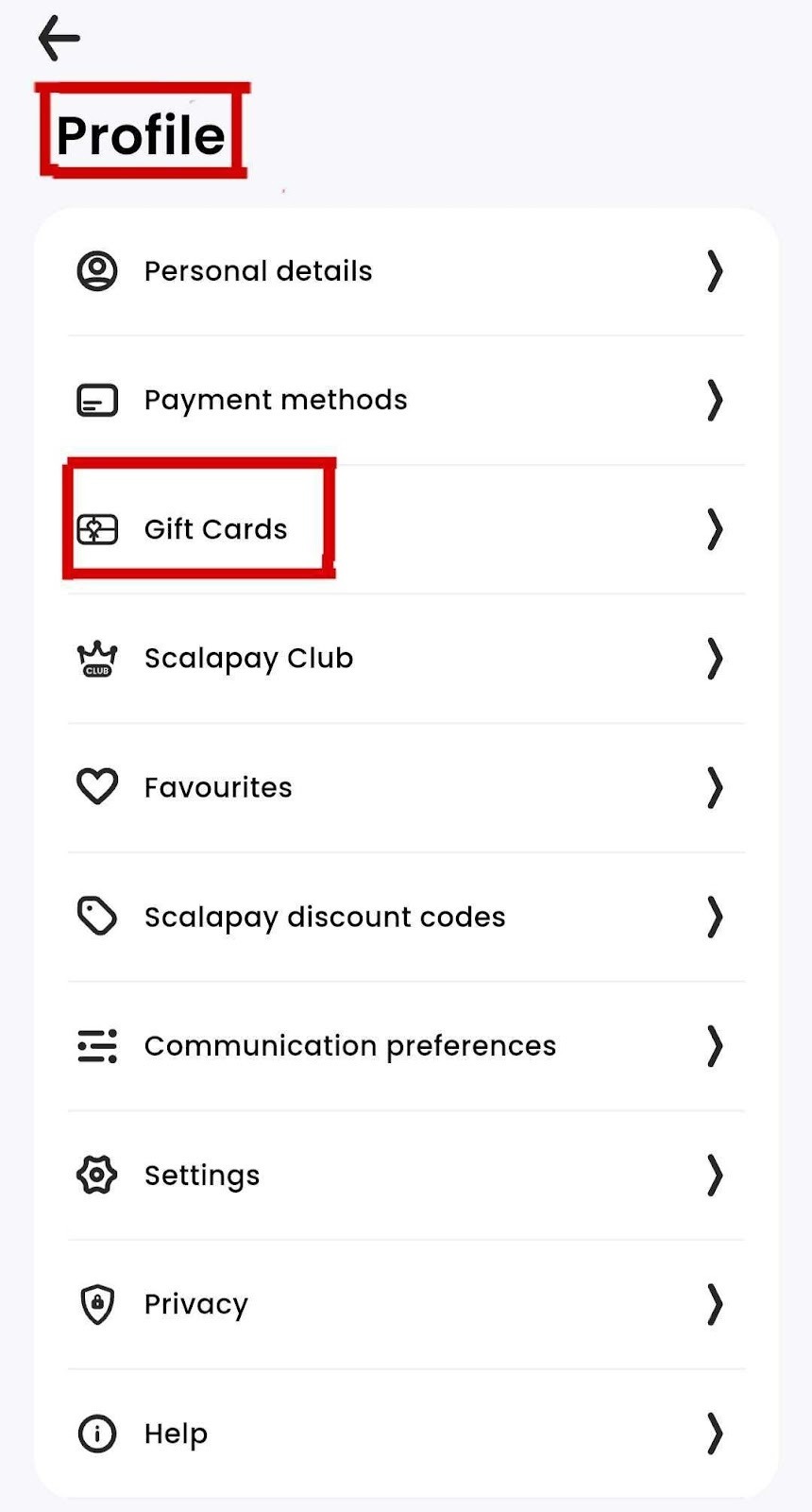 📱 Where can I find gift cards in the Scalapay app? - image 2